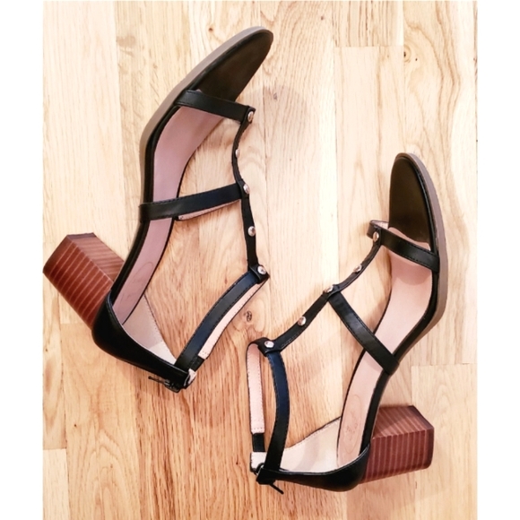 Jack Rogers Black Julie Block Heel Leather Sandals Size 11 - Picture 10 of 10